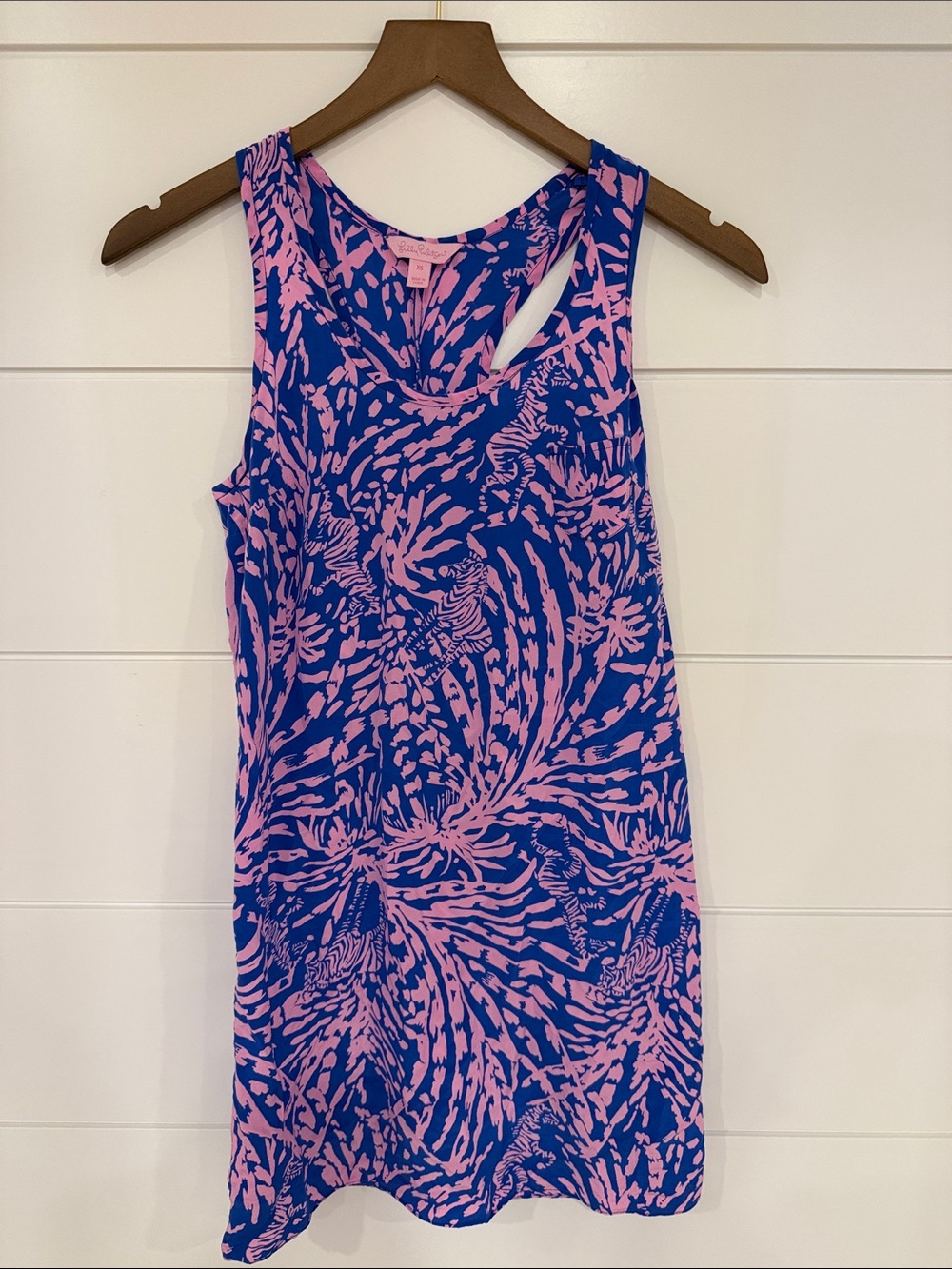 Lilly Pulitzer Blue & Pink Abstract Print Sleeveless Dress